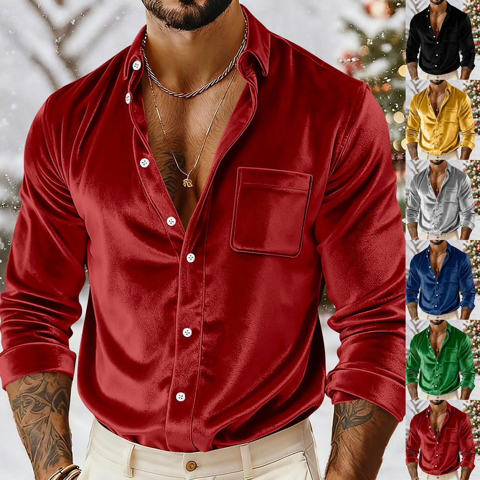Men's Luxury Velvet Button-Down Shirt | Loose-Fit Casual Dress Shirt For Party & Daily Wear Autumn/Winter Men's Velvet Shirts
